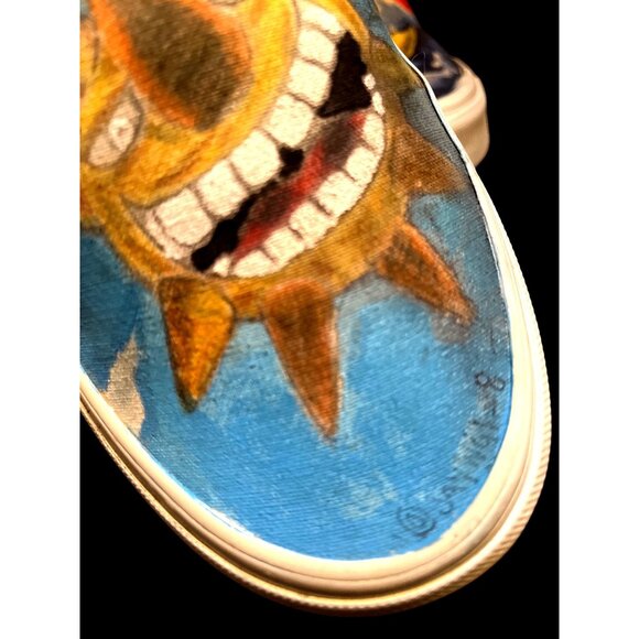 Hand-Detailed Unisex Custom Vans Slip-On Sun Moon Men 10.5 Women 12 - Picture 2 of 9